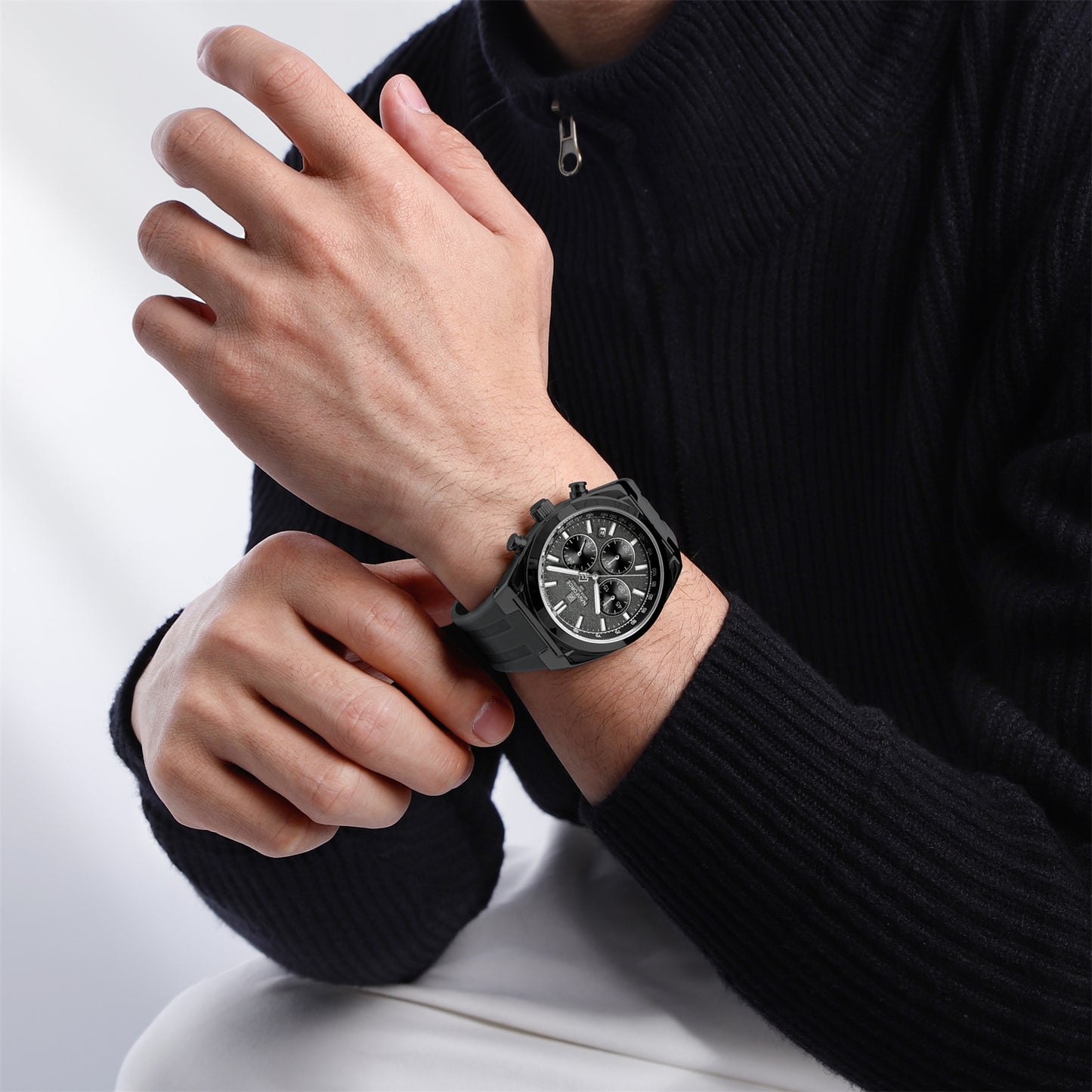 NAVIFORCE NF8080 Octagonal Luxury Men's Royal Oak Dial Design Chronograph Watch, Multi Precision Dials, Waterproof, and Luminous Night-Glow Hands