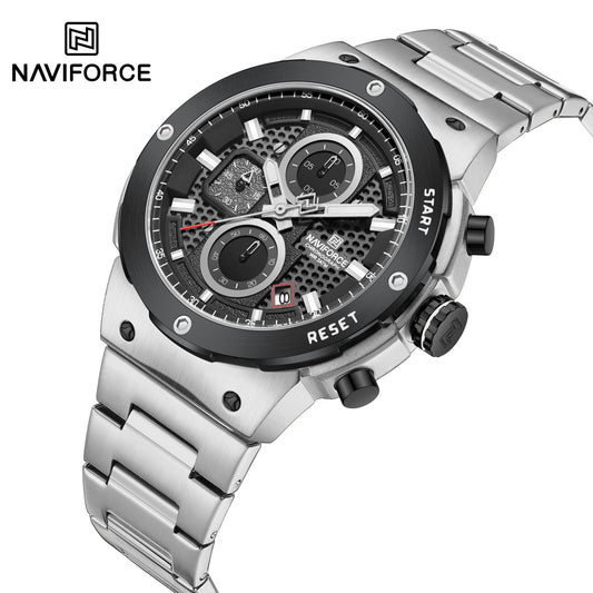 NAVIFORCE NF8072 Men's Rugged Chronograph Featuring a Force-Inspired Multifunction Dial, Luminous Night-Glow Visibility & Waterproof.