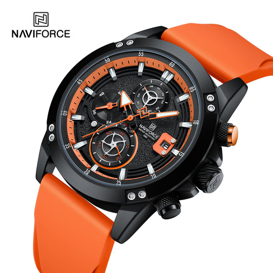 Naviforce NF8033 Men’s Tactical Sport Watch – Turbine-Style Multi-Dial Chronograph with Luminous Hands and Water Resistance.