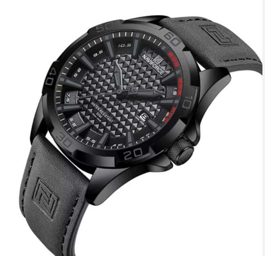 NAVIFORCE NF8023 Men's Sport Quartz Watch - Military-Inspired Design with Luminous Date & Genuine Leather Strap