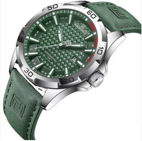 NAVIFORCE NF8023 Men's Sport Quartz Watch - Military-Inspired Design with Luminous Date & Genuine Leather Strap