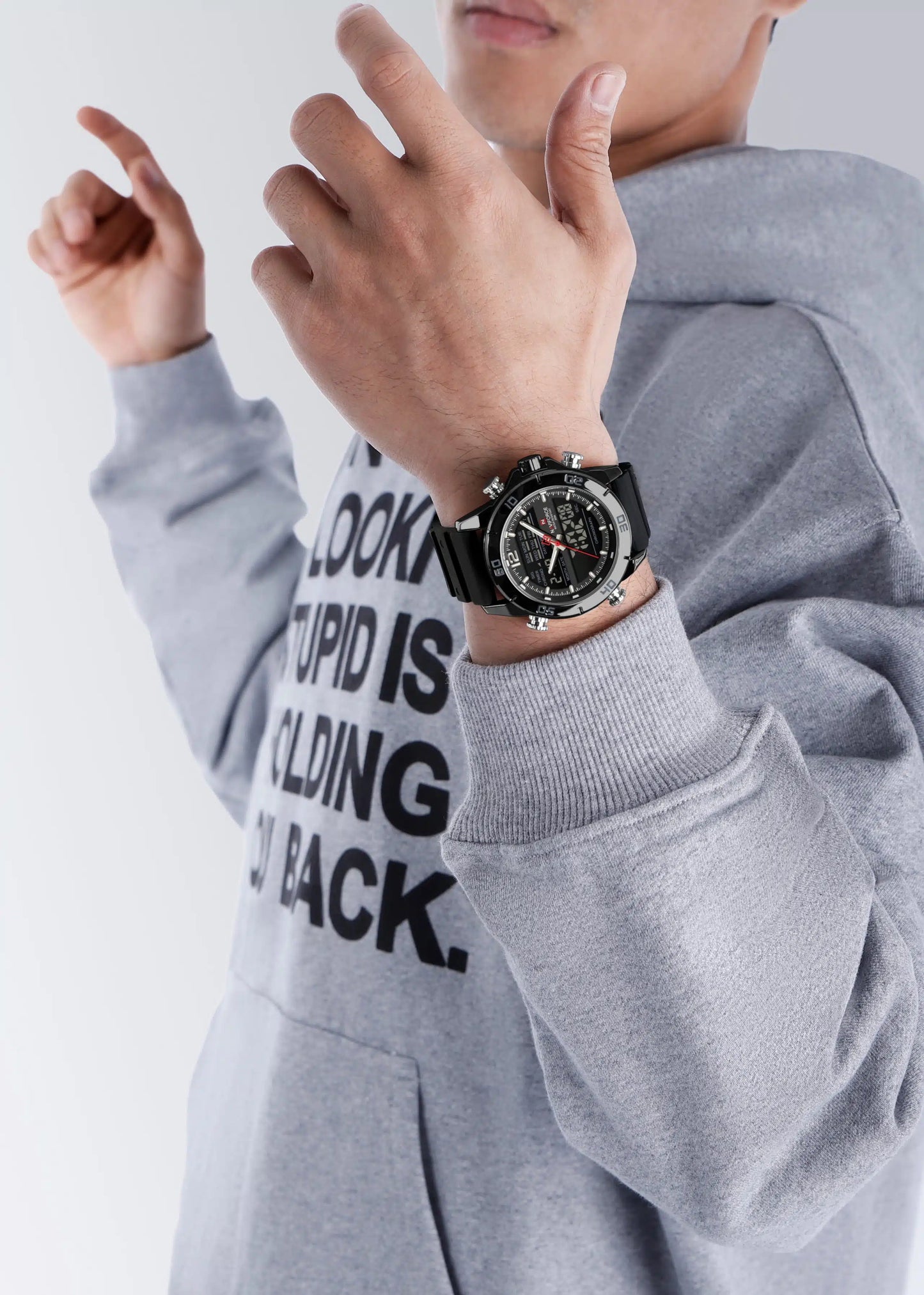 NAVIFORCE NF9253 Tactical Commander: Rugged Dual-Display Military Watch with LED Backlight and Alarm