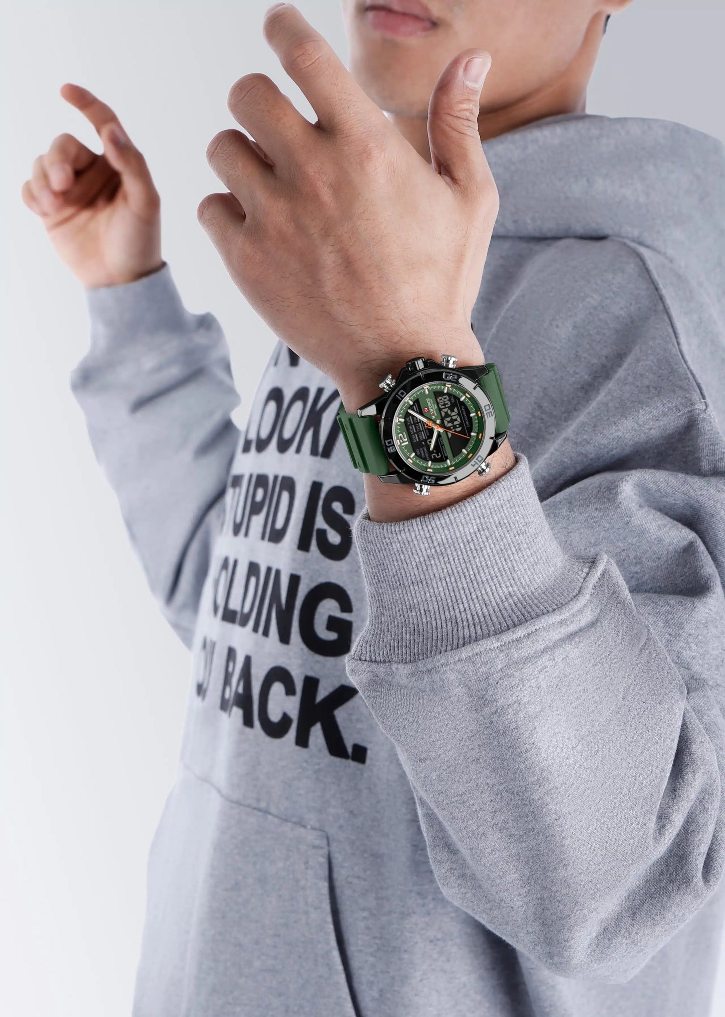 NAVIFORCE NF9253 Tactical Commander: Rugged Dual-Display Military Watch with LED Backlight and Alarm