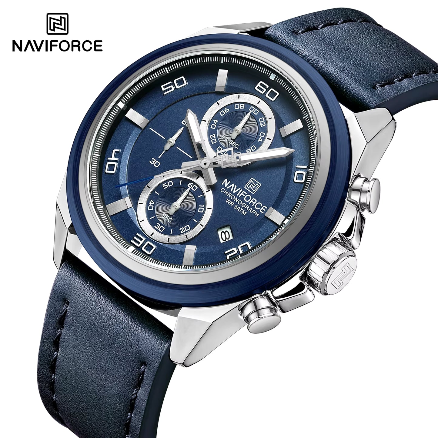 NAVIFORCE NF8075 Grandel Edition Men’s Sports Watch – Waterproof Quartz Chronograph with Leather Band