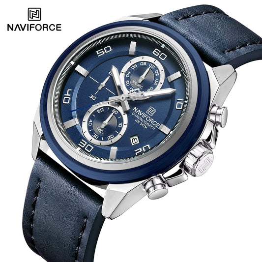 NAVIFORCE NF8075 Grandel Edition Men’s Sports Watch – Waterproof Quartz Chronograph with Leather Band