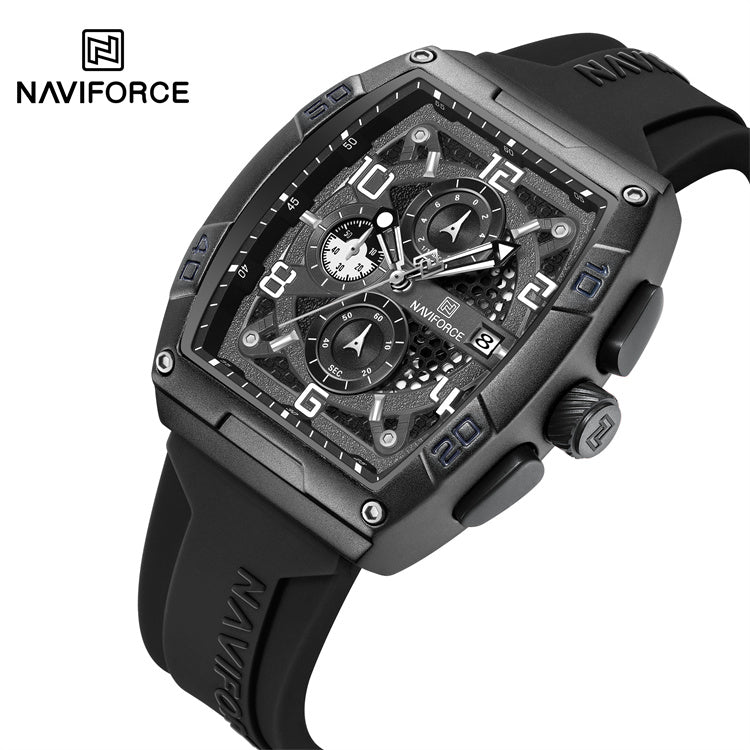 NAVIFORCE NF8052 Men's Cyber Sport Edition Chronograph Watch – 1/10th Second Precision, Waterproof, and Luminous Night-Glow Hands.