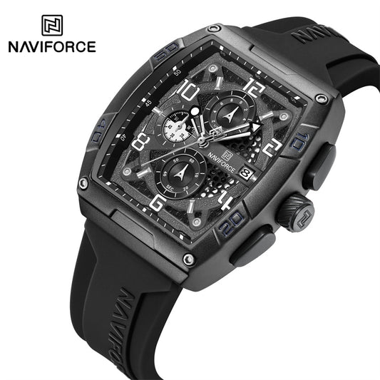 NAVIFORCE NF8052 Men's Cyber Sport Edition Chronograph Watch – 1/10th Second Precision, Waterproof, and Luminous Night-Glow Hands.