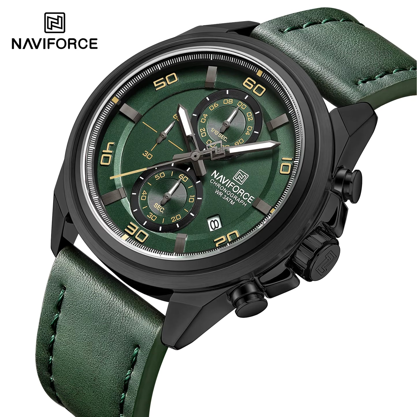 NAVIFORCE NF8075 Grandel Edition Men’s Sports Watch – Waterproof Quartz Chronograph with Leather Band