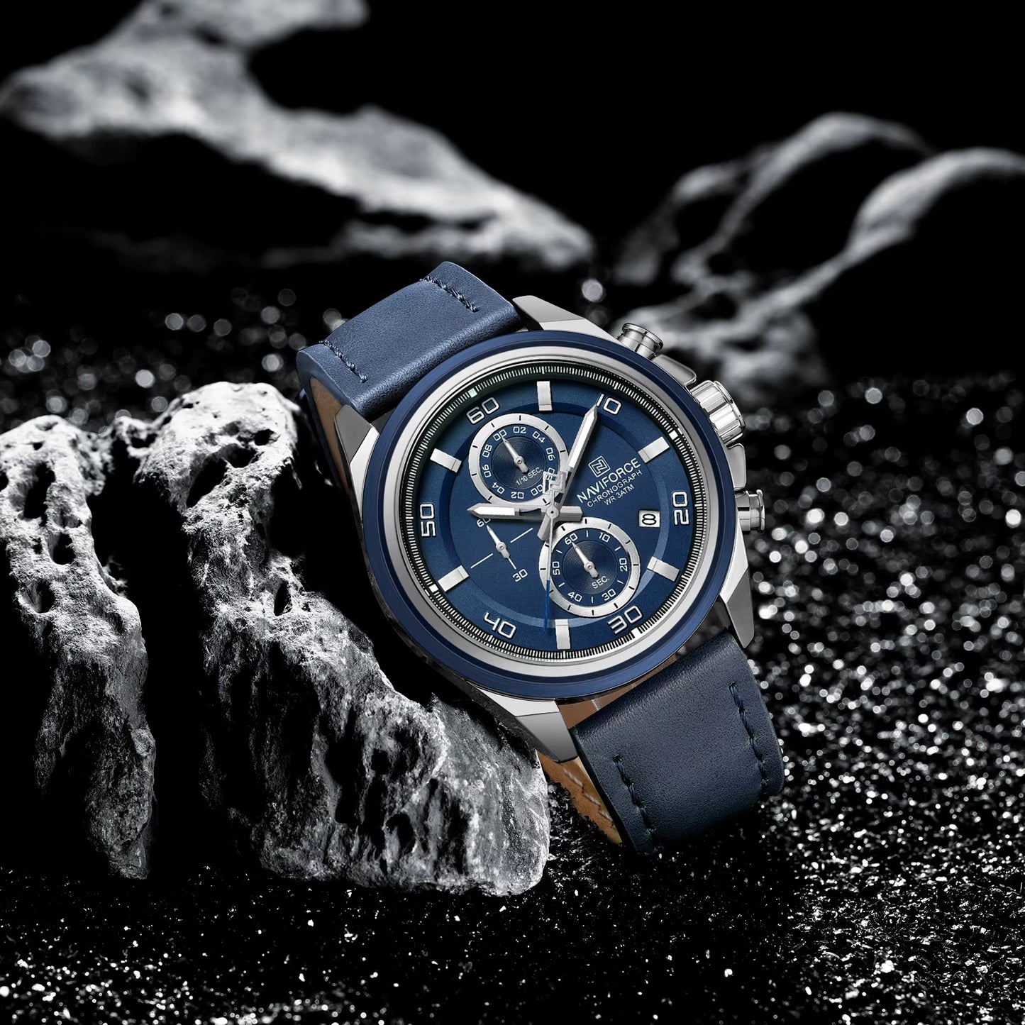 NAVIFORCE NF8075 Grandel Edition Men’s Sports Watch – Waterproof Quartz Chronograph with Leather Band