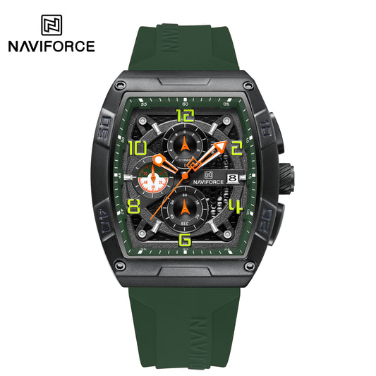 NAVIFORCE NF8052 Men's Cyber Sport Edition Chronograph Watch – 1/10th Second Precision, Waterproof, and Luminous Night-Glow Hands.