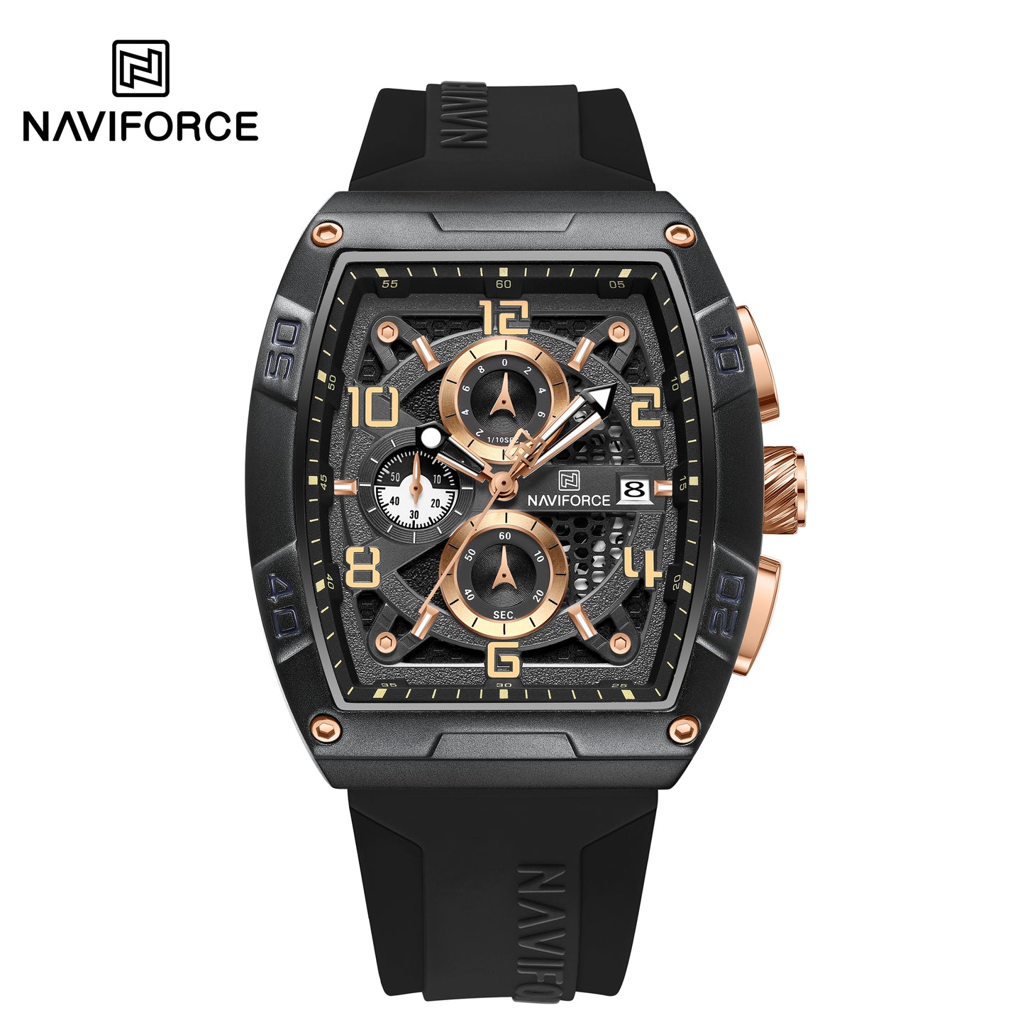 NAVIFORCE NF8052 Men's Cyber Sport Edition Chronograph Watch – 1/10th Second Precision, Waterproof, and Luminous Night-Glow Hands.