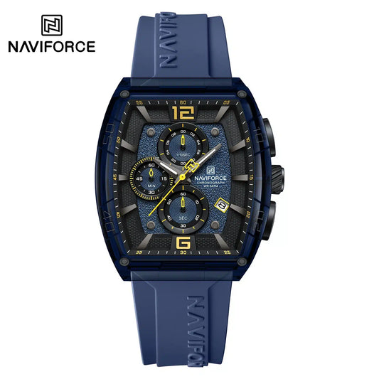 NAVIFORCE NF6101 Men's Translucent Square-Case Watch, Multi-Dial Chronograph, Water Resistant with Precision Timing and Luminous Accents
