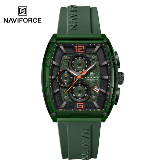 NAVIFORCE NF6101 Men's Translucent Square-Case Watch, Multi-Dial Chronograph, Water Resistant with Precision Timing and Luminous Accents
