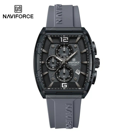 NAVIFORCE NF6101 Men's Translucent Square-Case Watch, Multi-Dial Chronograph, Water Resistant with Precision Timing and Luminous Accents