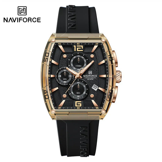 NAVIFORCE NF6101 Men's Translucent Square-Case Watch, Multi-Dial Chronograph, Water Resistant with Precision Timing and Luminous Accents