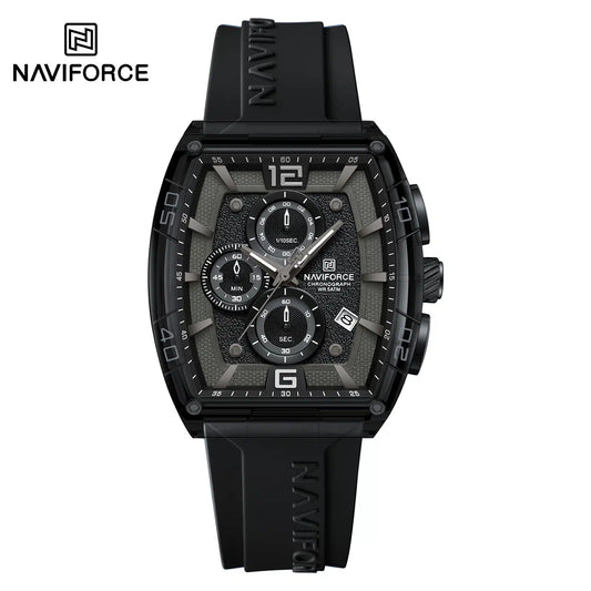 NAVIFORCE NF6101 Men's Translucent Square-Case Watch, Multi-Dial Chronograph, Water Resistant with Precision Timing and Luminous Accents