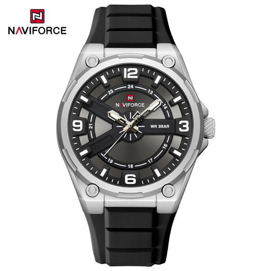 NAVIFORCE NF9260 "Silver Horizon" High-Performance Quartz Watch featuring Skeletonized Layered Cross Design