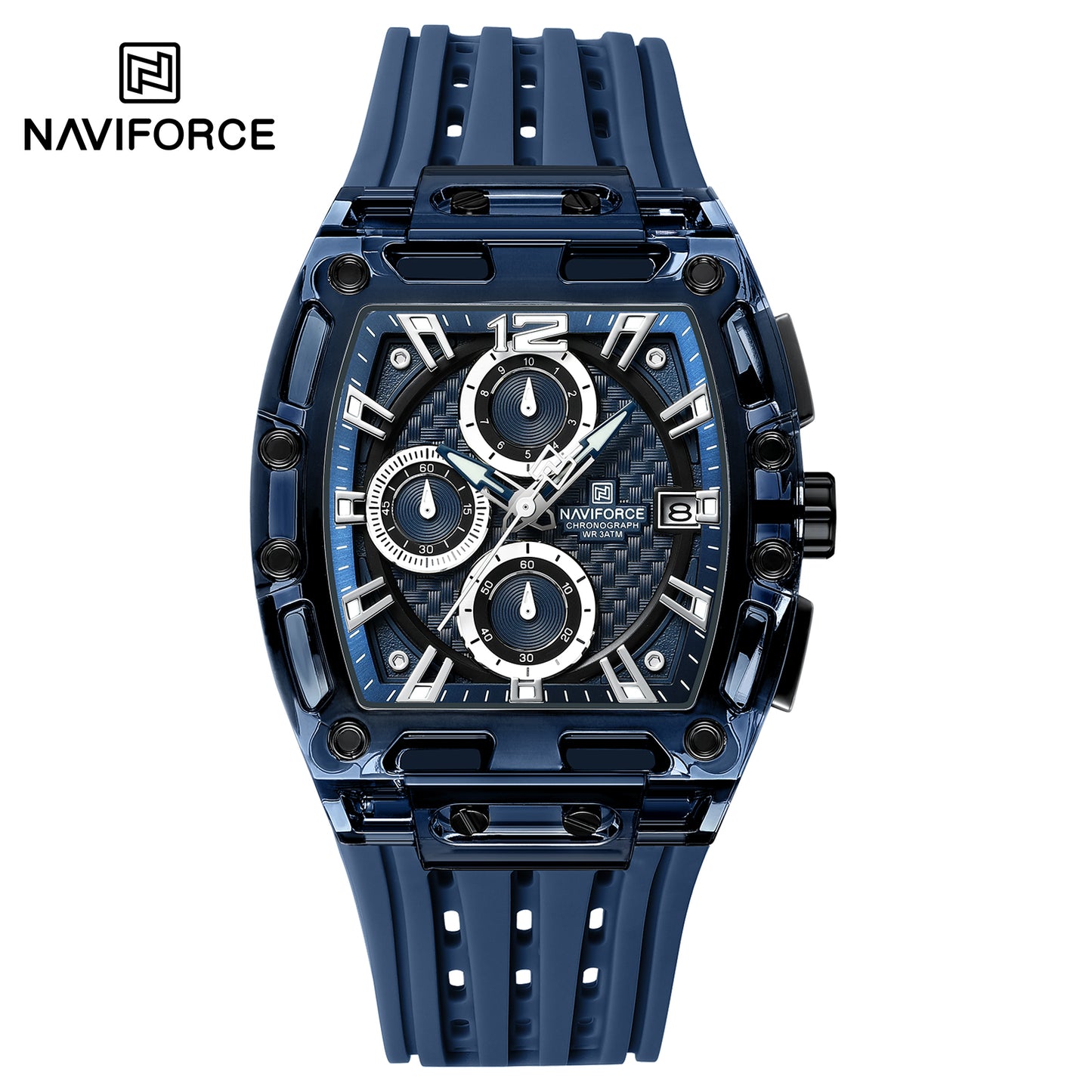 NAVIFORCE NF7105 Men’s Chronograph Watch – Waterproof, Granular Texture Dial, and High-Visibility Luminous Hands.
