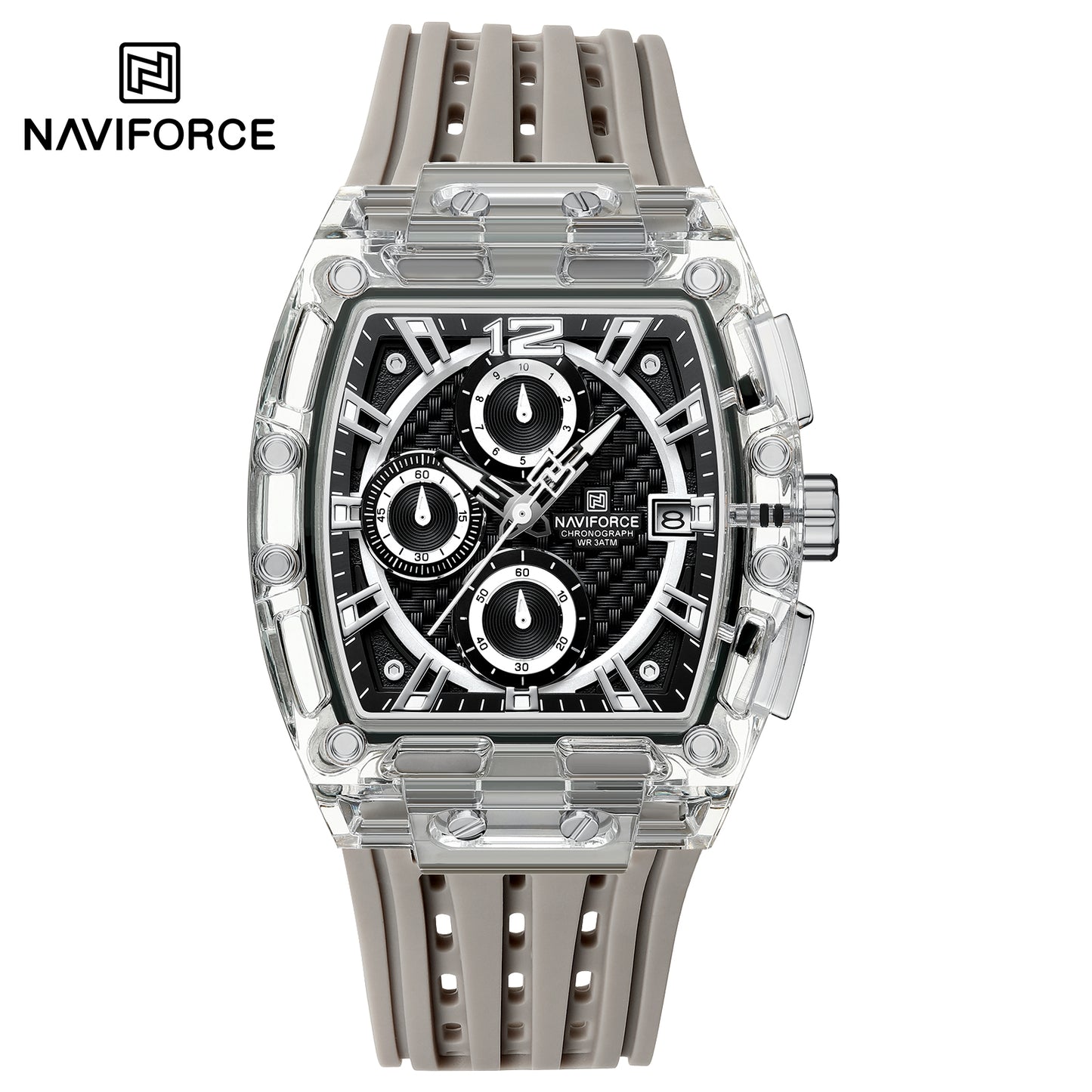 NAVIFORCE NF7105 Men’s Chronograph Watch – Waterproof, Granular Texture Dial, and High-Visibility Luminous Hands.