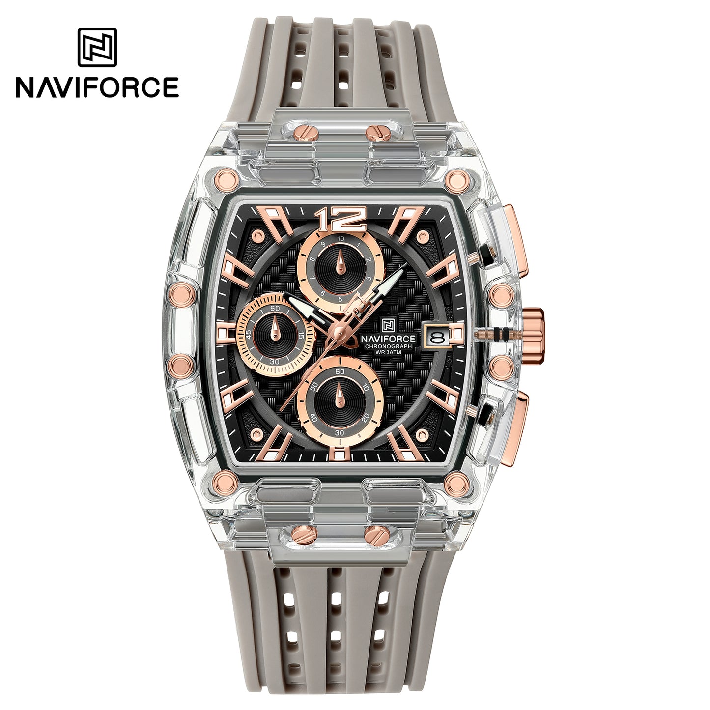 NAVIFORCE NF7105 Men’s Chronograph Watch – Waterproof, Granular Texture Dial, and High-Visibility Luminous Hands.