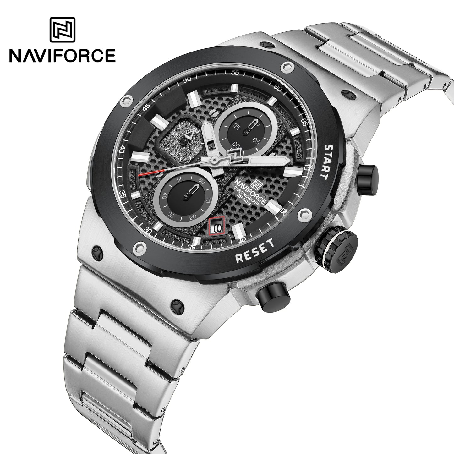 NAVIFORCE NF8072 Men's Rugged Chronograph Featuring a Force-Inspired Multifunction Dial, Luminous Night-Glow Visibility & Waterproof.