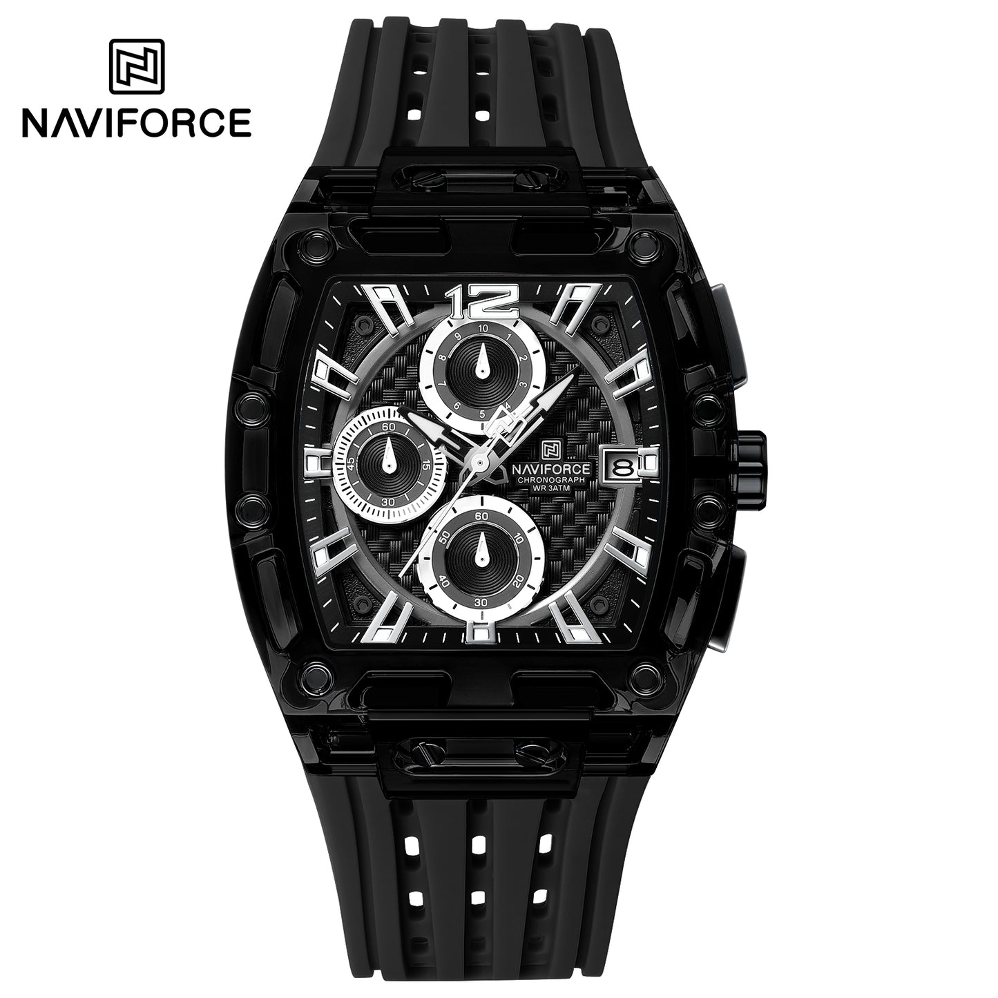 NAVIFORCE NF7105 Men’s Chronograph Watch – Waterproof, Granular Texture Dial, and High-Visibility Luminous Hands.