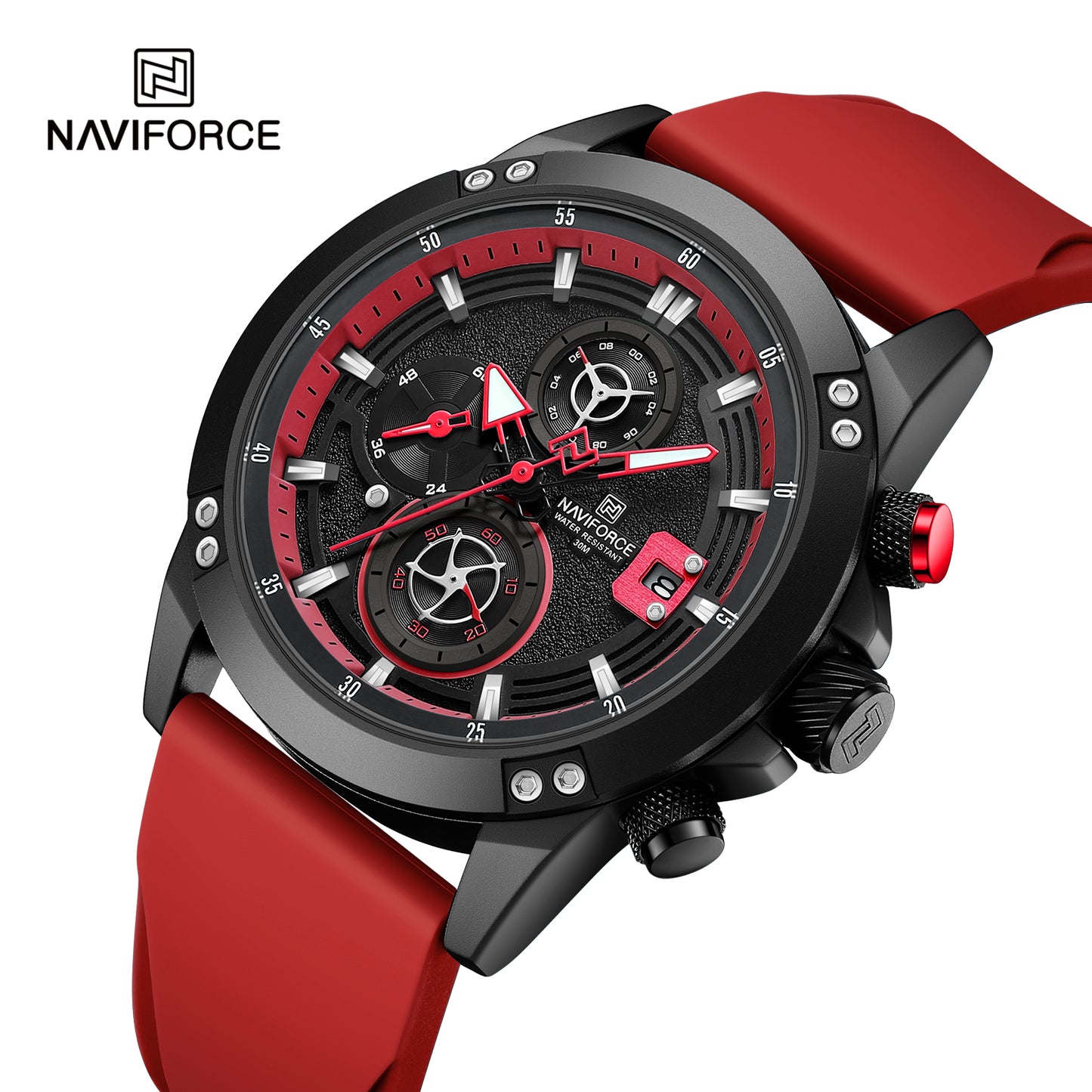 Naviforce NF8033 Men’s Tactical Sport Watch – Turbine-Style Multi-Dial Chronograph with Luminous Hands and Water Resistance.