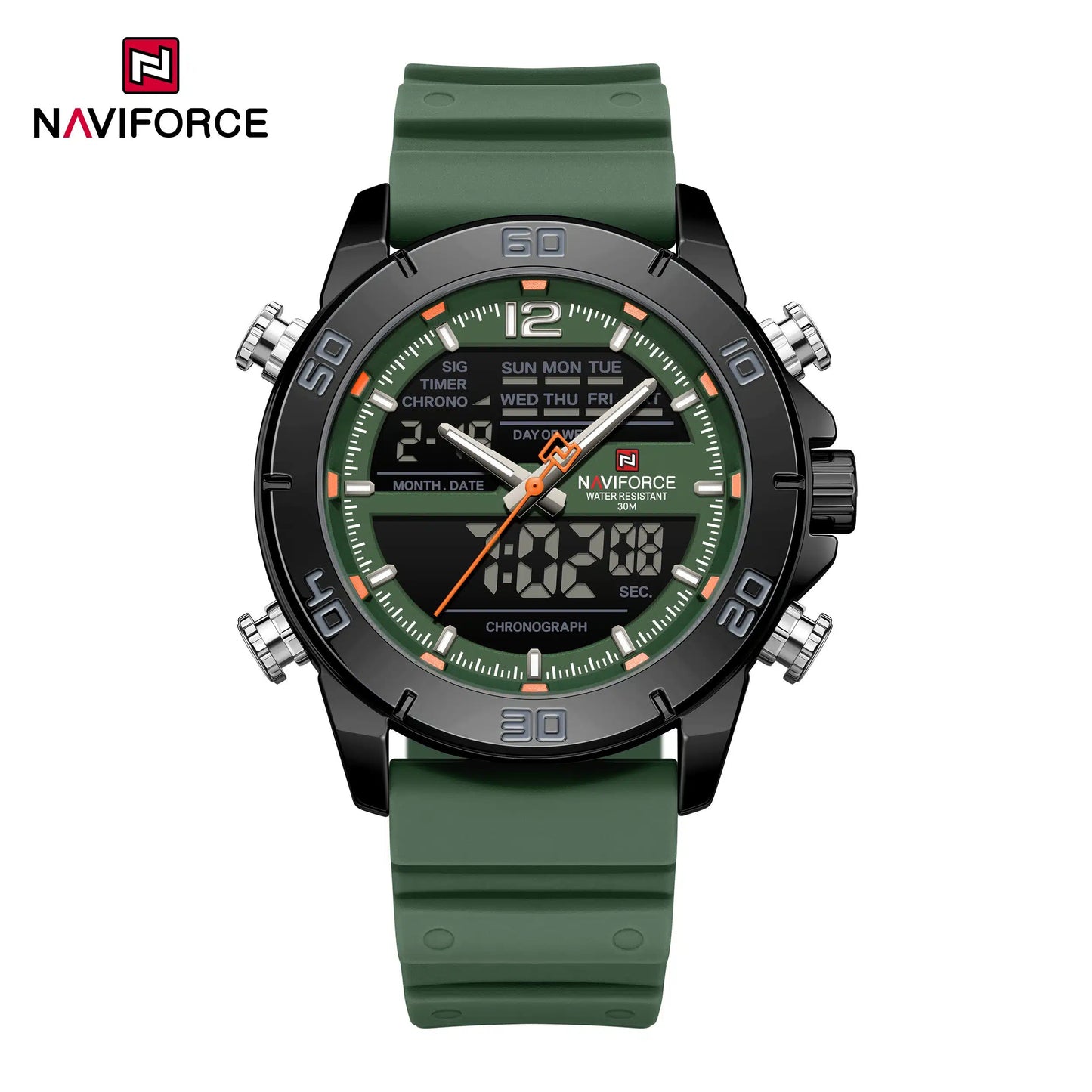 NAVIFORCE NF9253 Tactical Commander: Rugged Dual-Display Military Watch with LED Backlight and Alarm