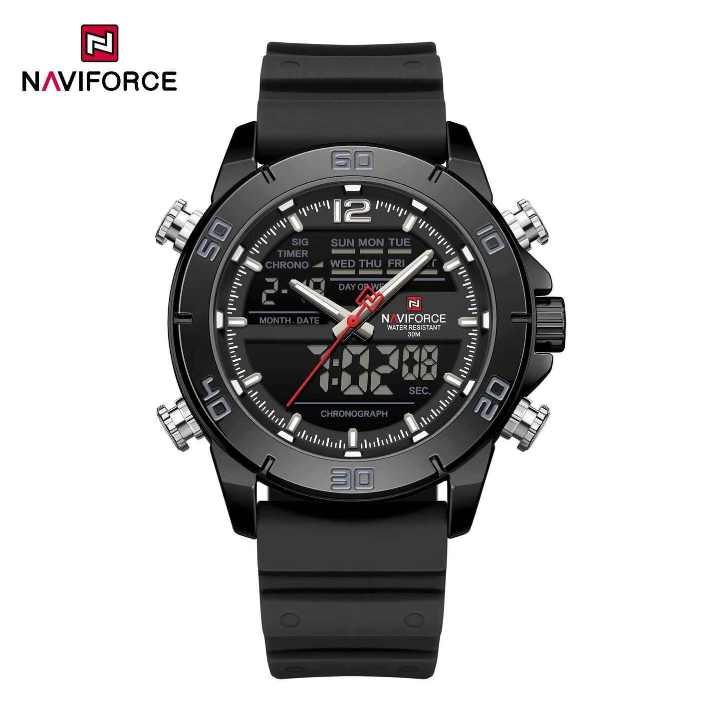NAVIFORCE NF9253 Tactical Commander: Rugged Dual-Display Military Watch with LED Backlight and Alarm
