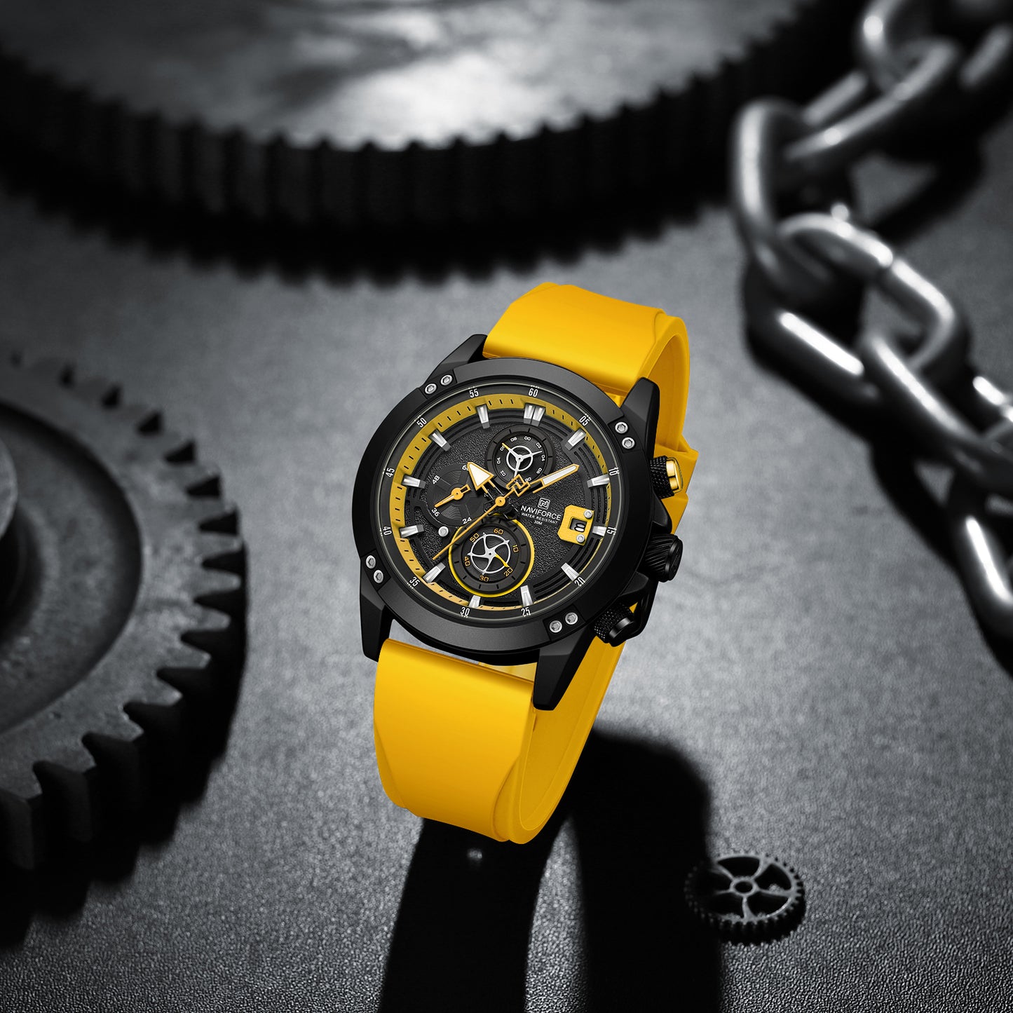 Naviforce NF8033 Men’s Tactical Sport Watch – Turbine-Style Multi-Dial Chronograph with Luminous Hands and Water Resistance.