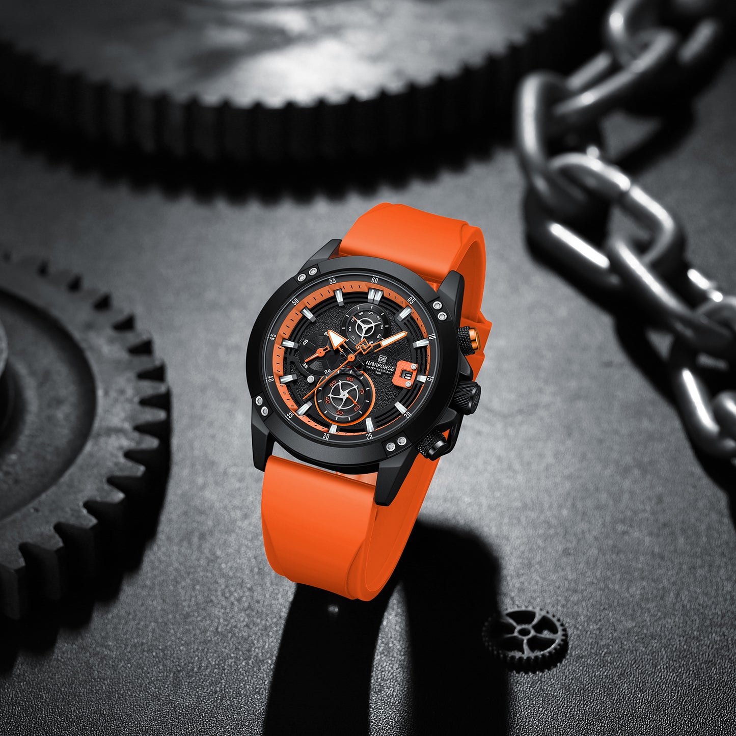 Naviforce NF8033 Men’s Tactical Sport Watch – Turbine-Style Multi-Dial Chronograph with Luminous Hands and Water Resistance.