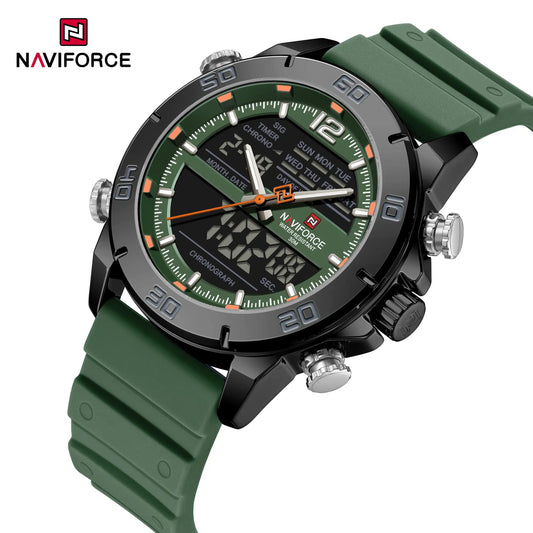 NAVIFORCE NF9253 Tactical Commander: Rugged Dual-Display Military Watch with LED Backlight and Alarm