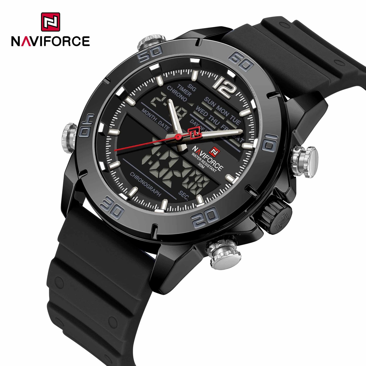 NAVIFORCE NF9253 Tactical Commander: Rugged Dual-Display Military Watch with LED Backlight and Alarm