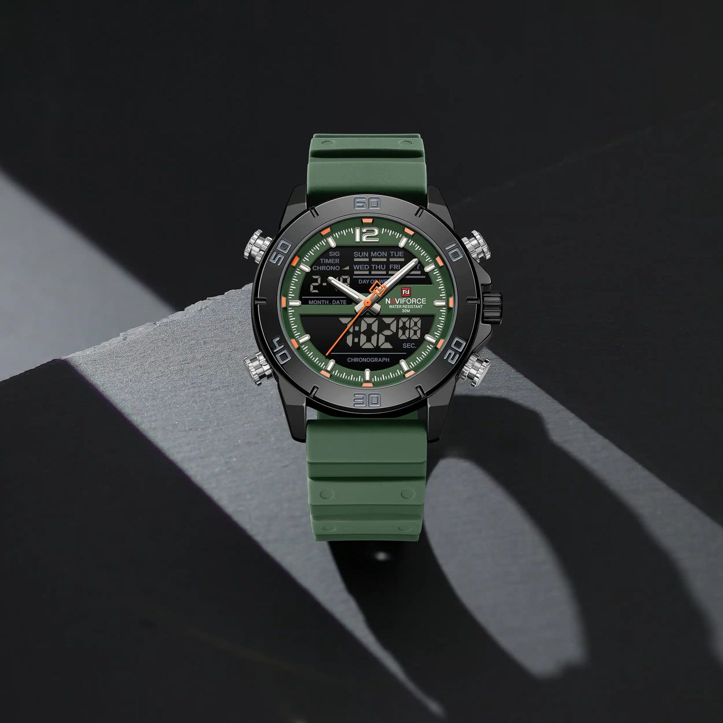 NAVIFORCE NF9253 Tactical Commander: Rugged Dual-Display Military Watch with LED Backlight and Alarm