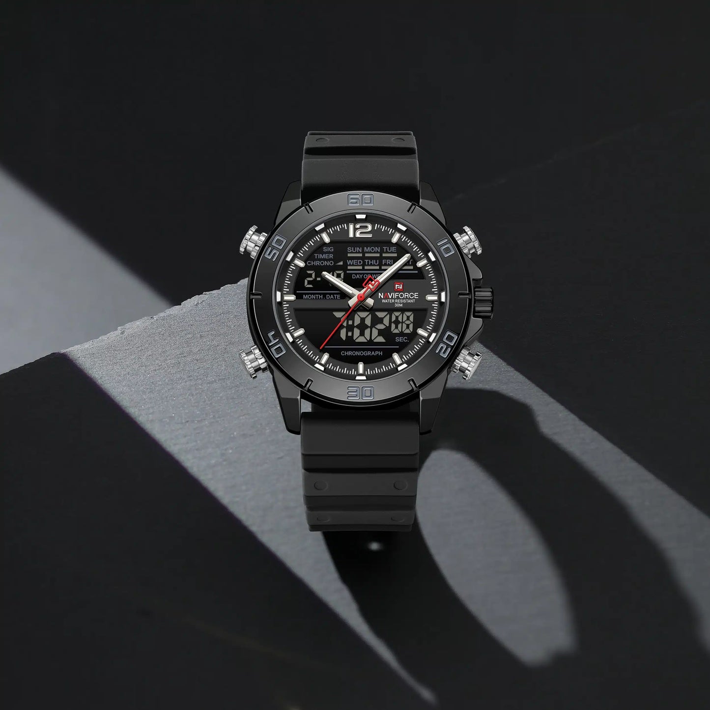 NAVIFORCE NF9253 Tactical Commander: Rugged Dual-Display Military Watch with LED Backlight and Alarm