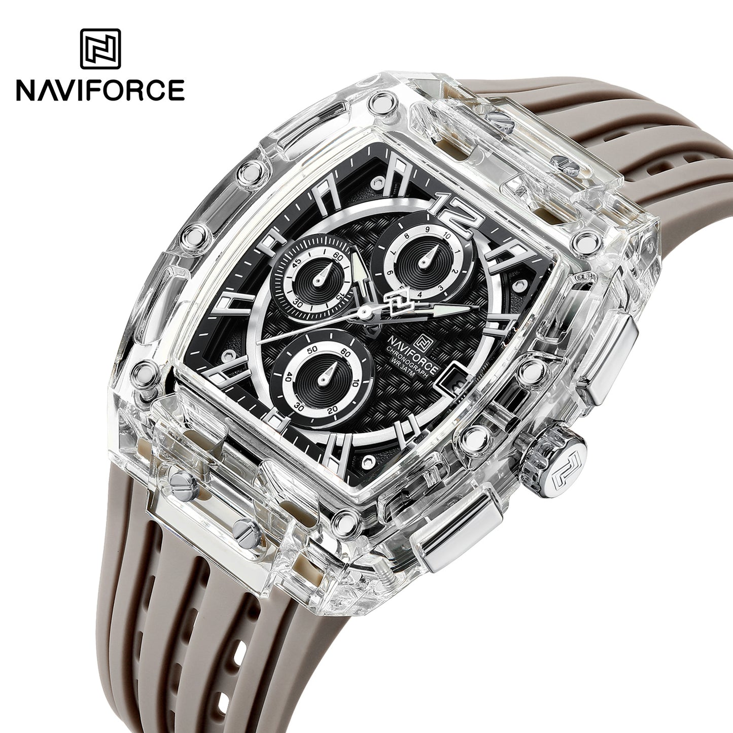 NAVIFORCE NF7105 Men’s Chronograph Watch – Waterproof, Granular Texture Dial, and High-Visibility Luminous Hands.