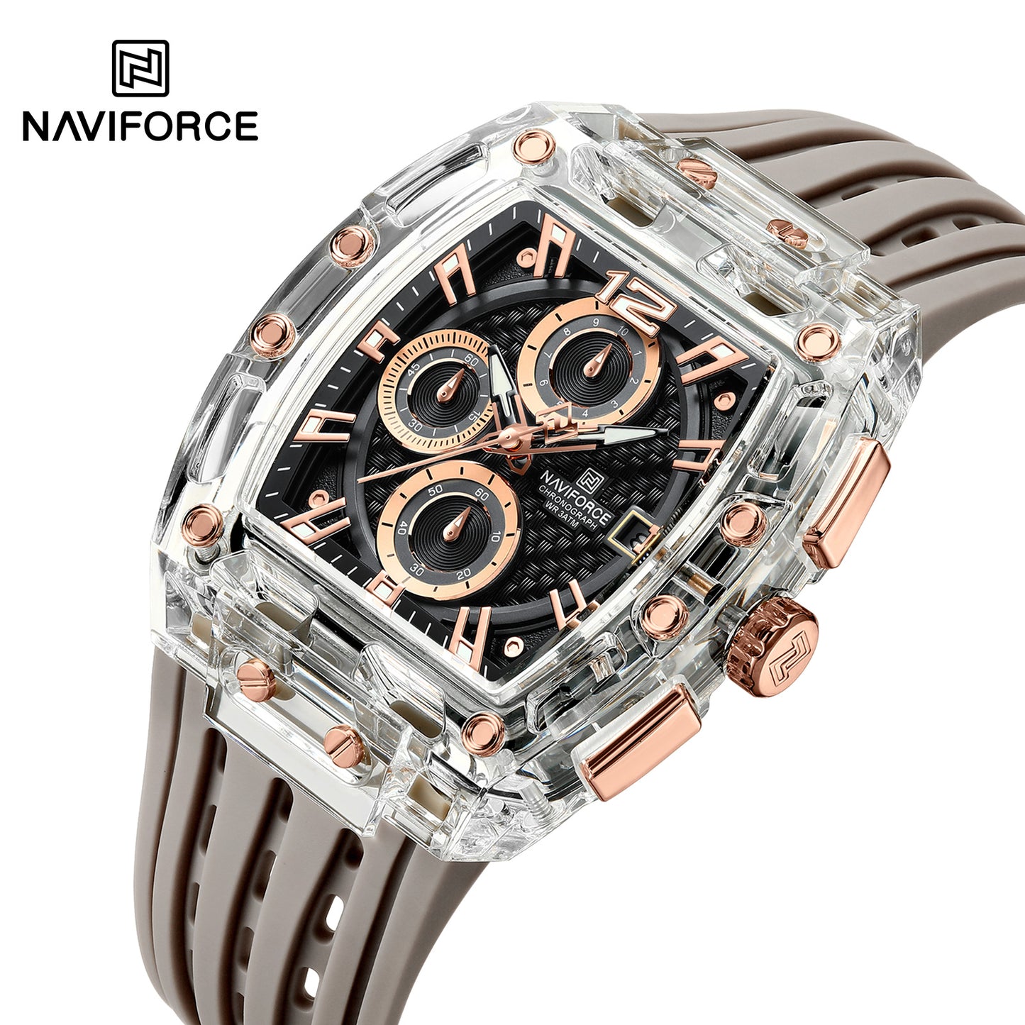 NAVIFORCE NF7105 Men’s Chronograph Watch – Waterproof, Granular Texture Dial, and High-Visibility Luminous Hands.