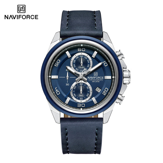 NAVIFORCE NF8075 Grandel Edition Men’s Sports Watch – Waterproof Quartz Chronograph with Leather Band