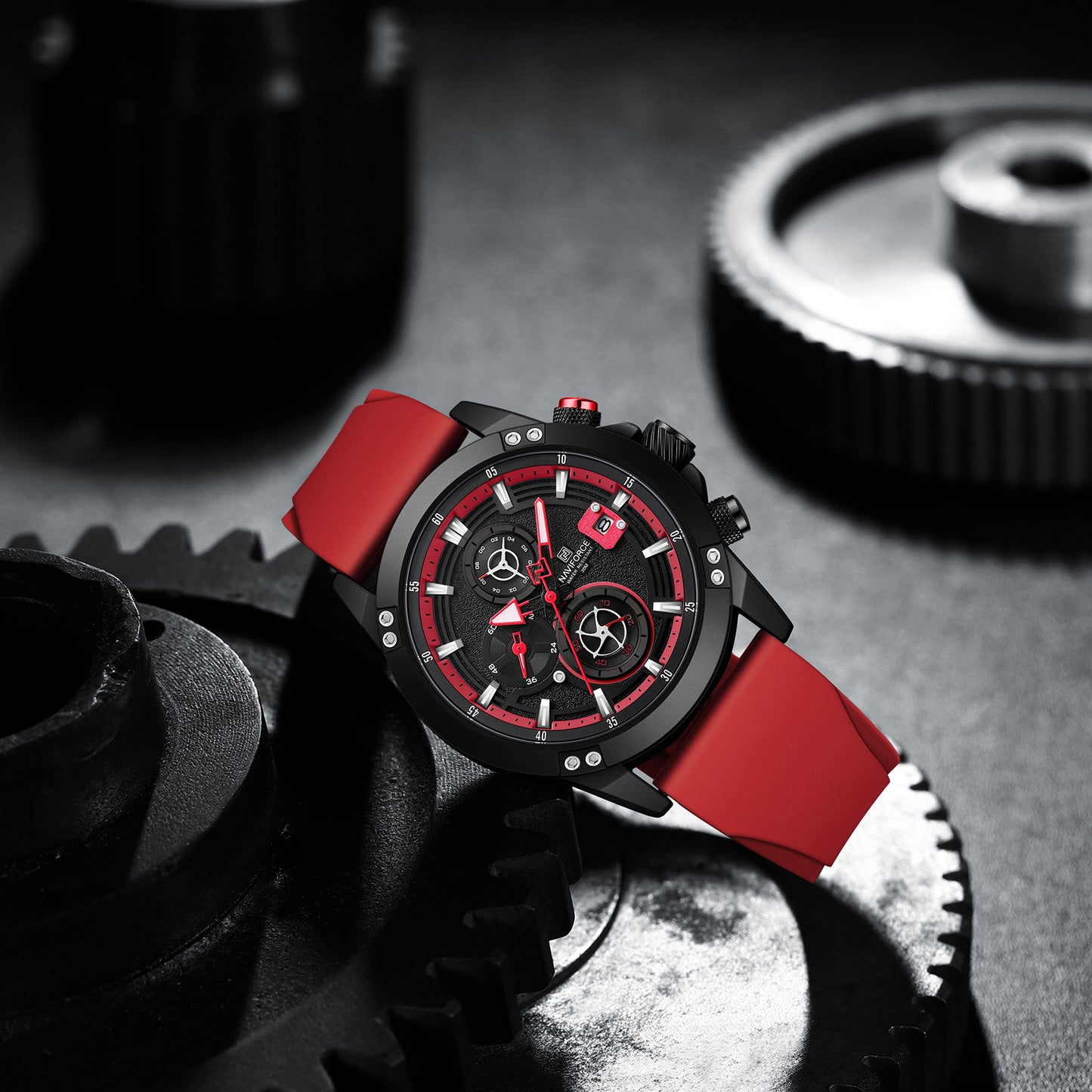 Naviforce NF8033 Men’s Tactical Sport Watch – Turbine-Style Multi-Dial Chronograph with Luminous Hands and Water Resistance.