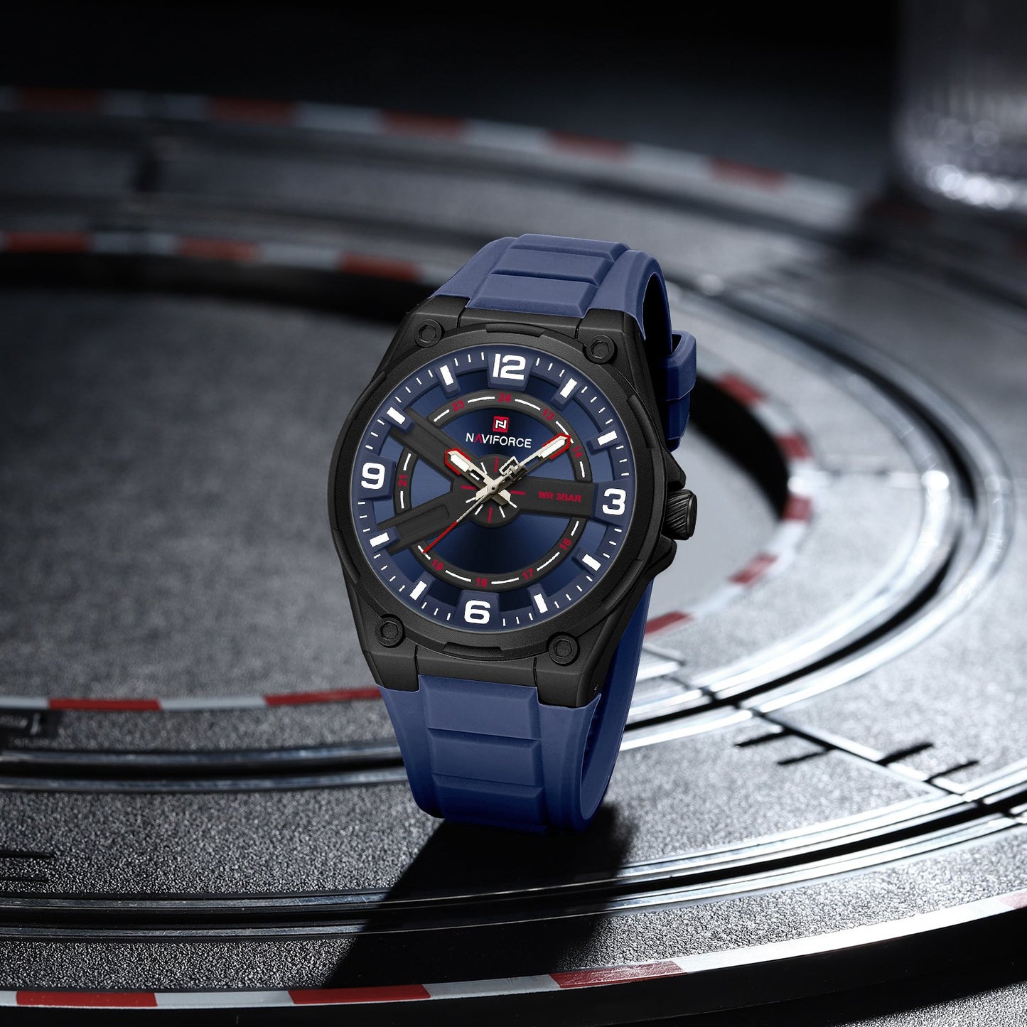 NAVIFORCE NF9260 "Blue Horizon" High-Performance Quartz Watch featuring Skeletonized Layered Cross Design