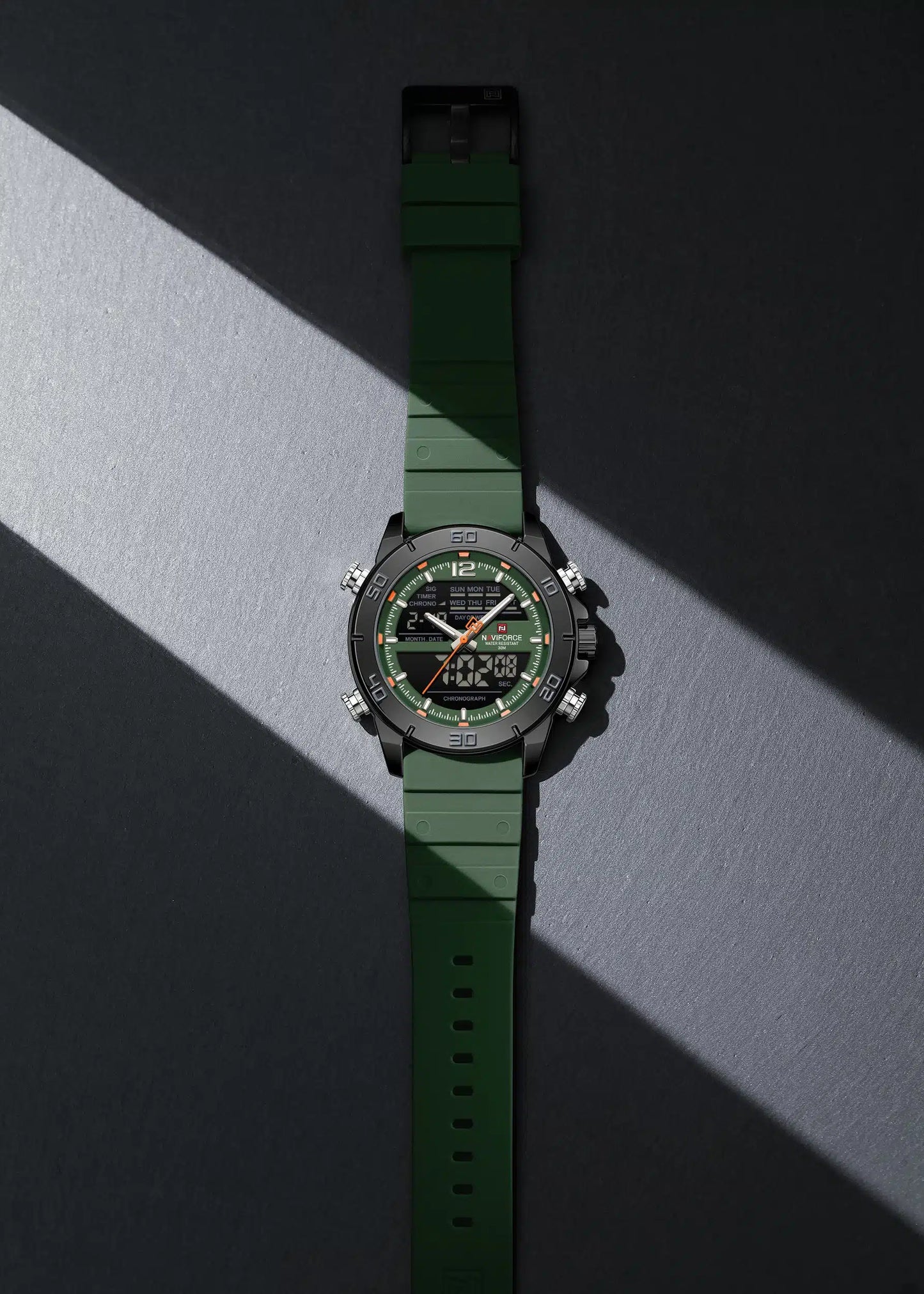 NAVIFORCE NF9253 Tactical Commander: Rugged Dual-Display Military Watch with LED Backlight and Alarm