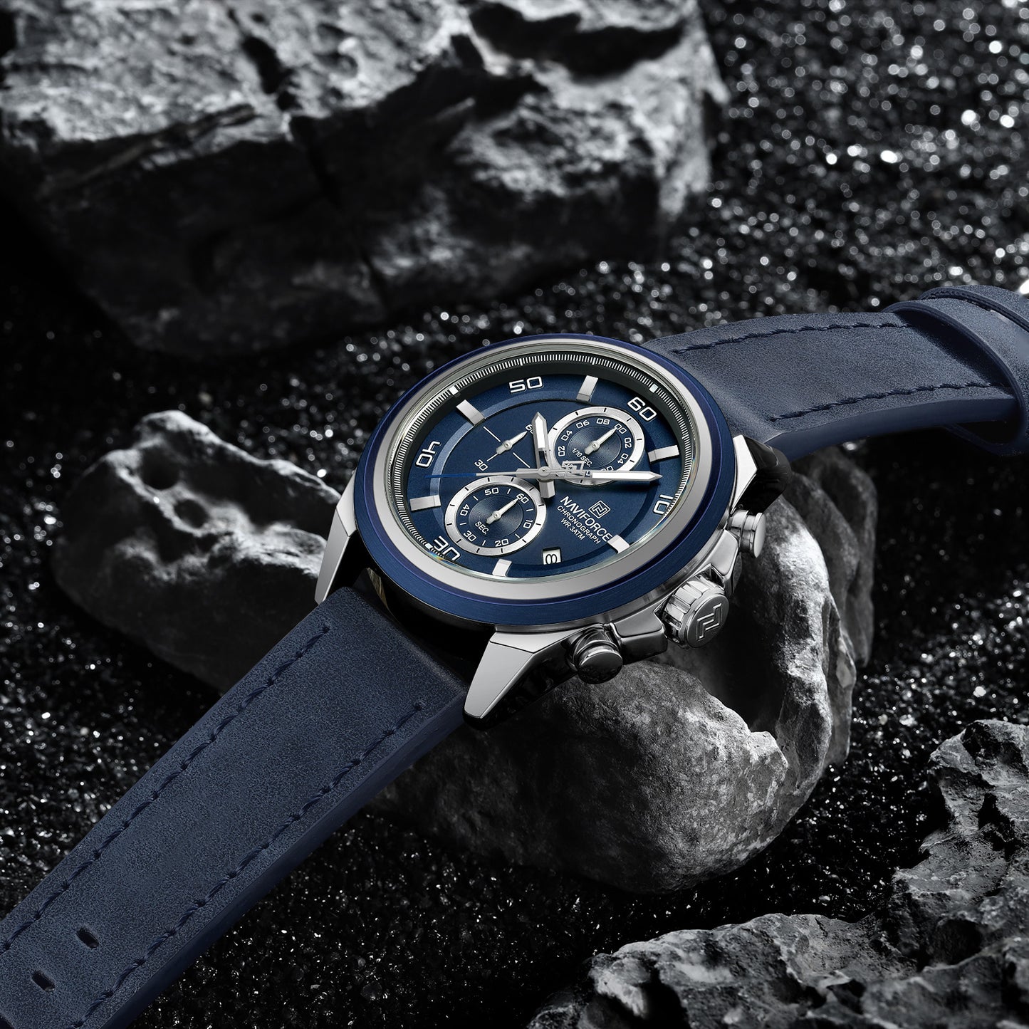 NAVIFORCE NF8075 Grandel Edition Men’s Sports Watch – Waterproof Quartz Chronograph with Leather Band