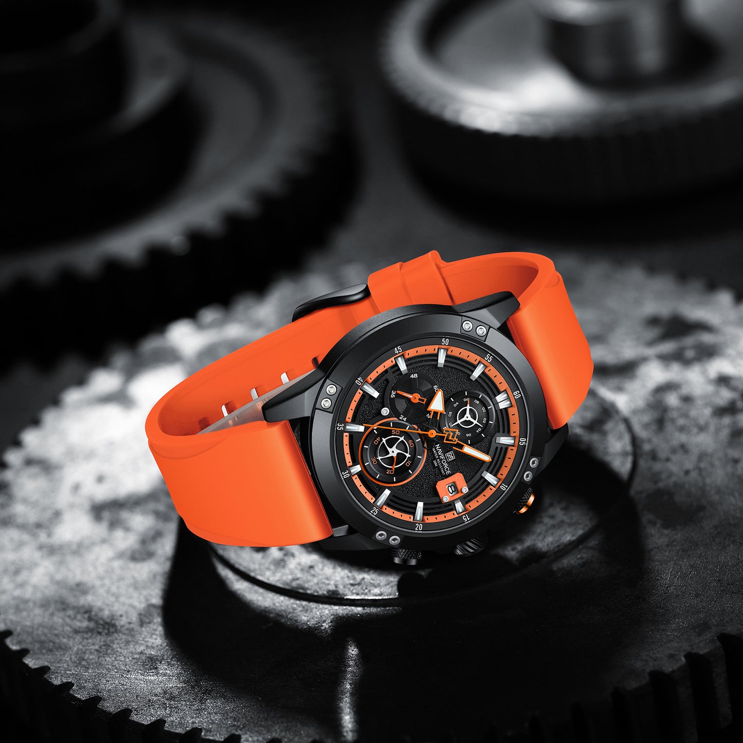 Naviforce NF8033 Men’s Tactical Sport Watch – Turbine-Style Multi-Dial Chronograph with Luminous Hands and Water Resistance.