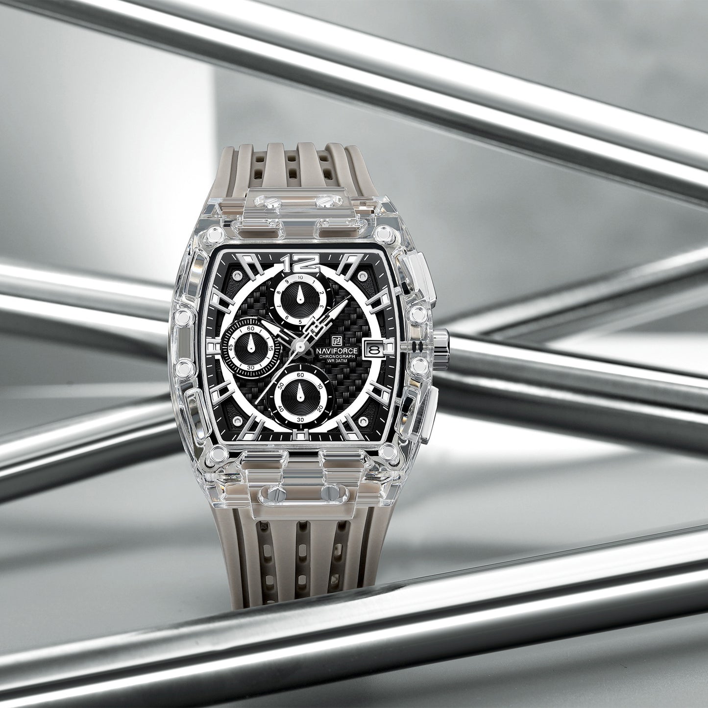 NAVIFORCE NF7105 Men’s Chronograph Watch – Waterproof, Granular Texture Dial, and High-Visibility Luminous Hands.