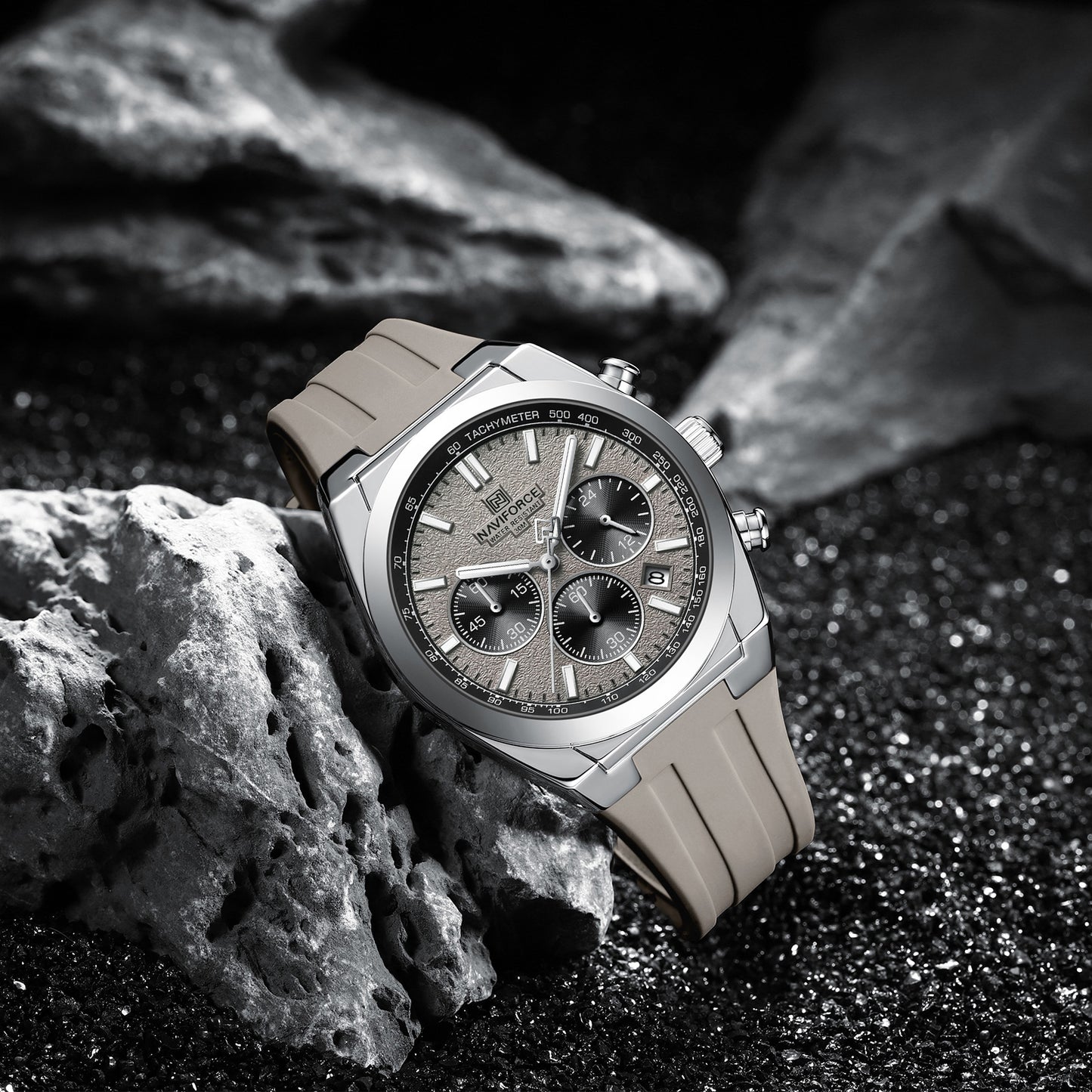 NAVIFORCE NF8080 Octagonal Luxury Men's Royal Oak Dial Design Chronograph Watch, Multi Precision Dials, Waterproof, and Luminous Night-Glow Hands