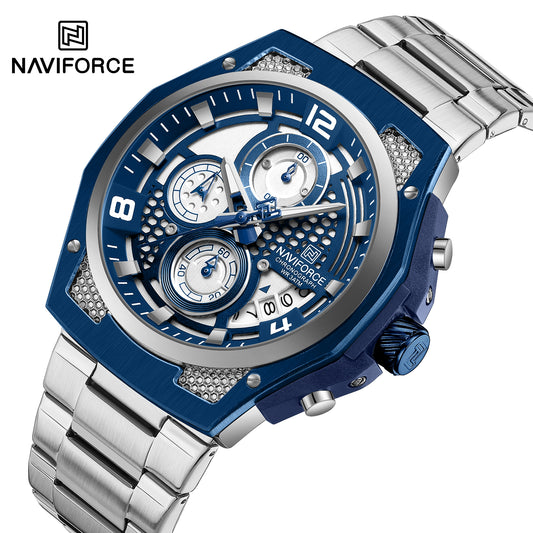 NAVIFORCE NF8051S"Honey-Nest" Series: Men's Industrial Sport Chronograph with Multi-Layered Dial