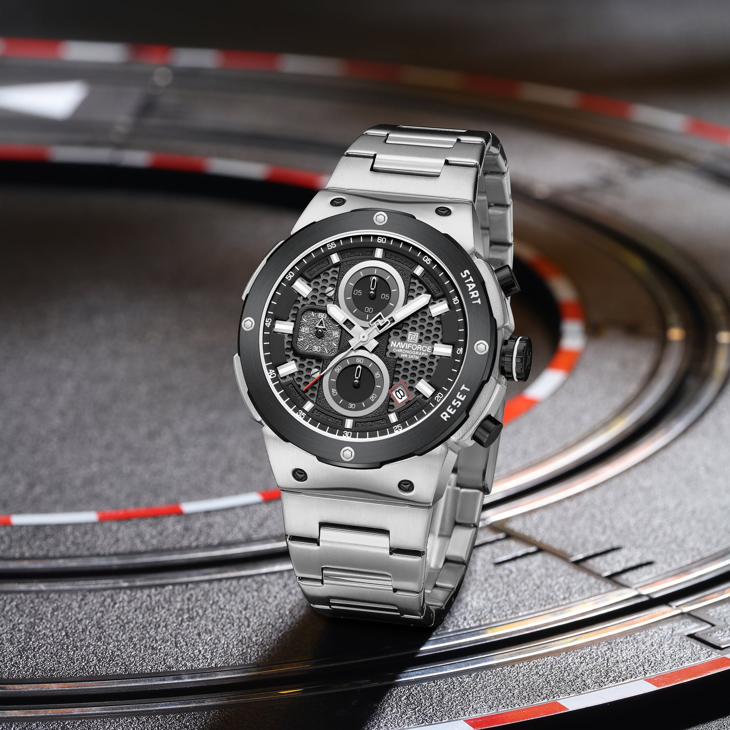 NAVIFORCE NF8072 Men's Rugged Chronograph Featuring a Force-Inspired Multifunction Dial, Luminous Night-Glow Visibility & Waterproof.