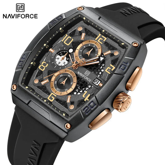 NAVIFORCE NF8052 Men's Cyber Sport Edition Chronograph Watch – 1/10th Second Precision, Waterproof, and Luminous Night-Glow Hands.