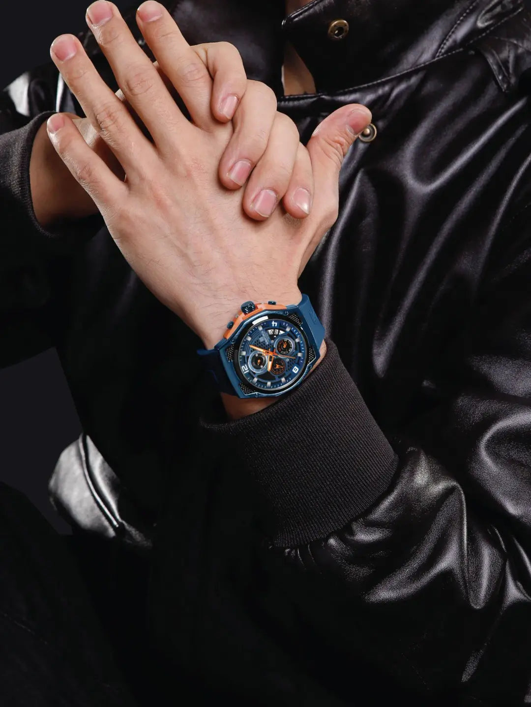 NAVIFORCE NF8051 "Honey-Nest" Series: Men's Industrial Sport Chronograph with Multi-Layered Dial and Silicone Strap