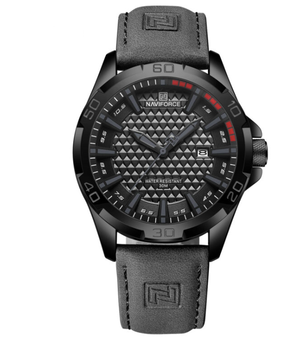 NAVIFORCE NF8023 Men's Sport Quartz Watch - Military-Inspired Design with Luminous Date & Genuine Leather Strap